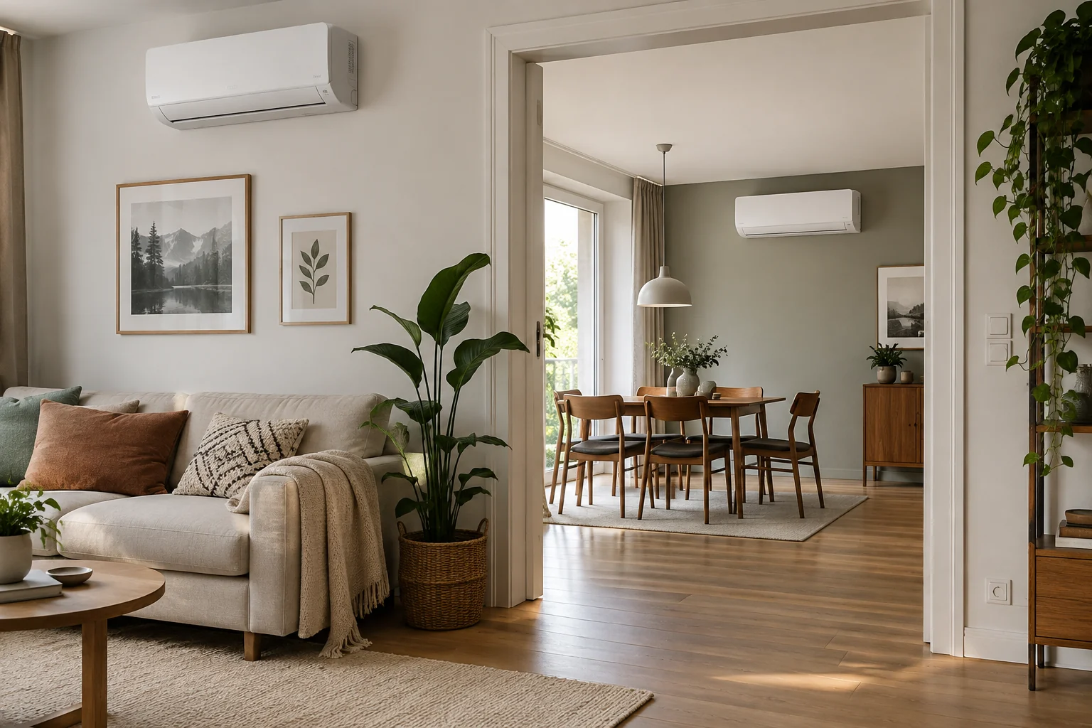 Multi-Split-Klimaanlage mit Innengeräten in zwei Räumen